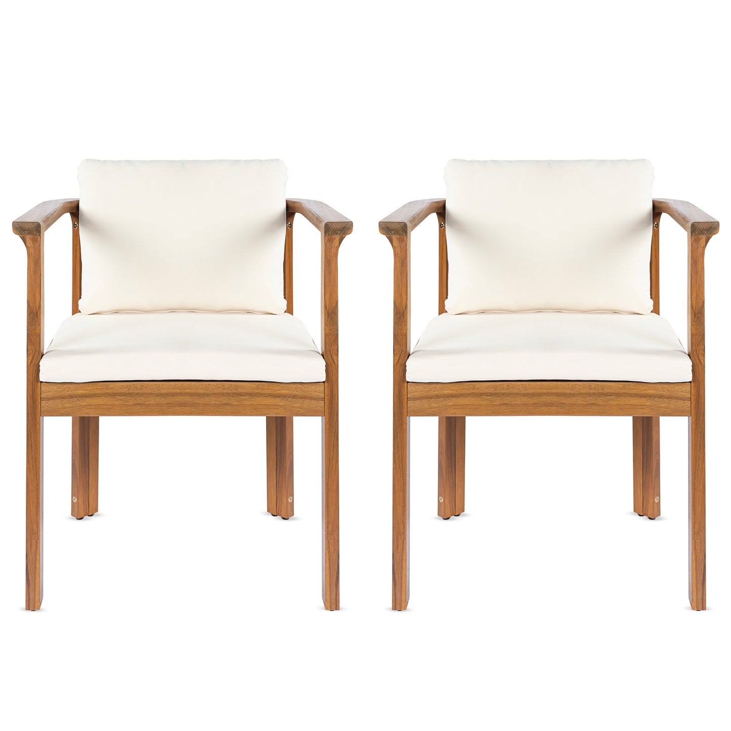 Set of 2 Curved Acacia Wood Outdoor Chairs
