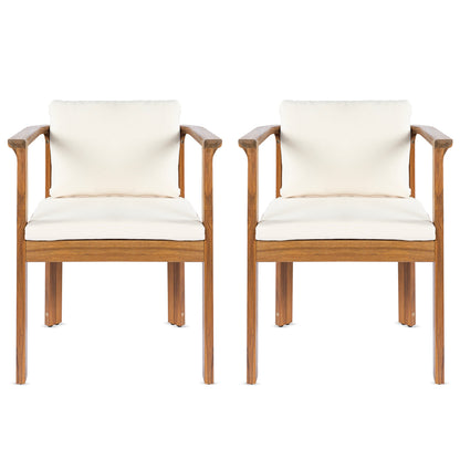 Set of 2 Curved Acacia Wood Outdoor Chairs