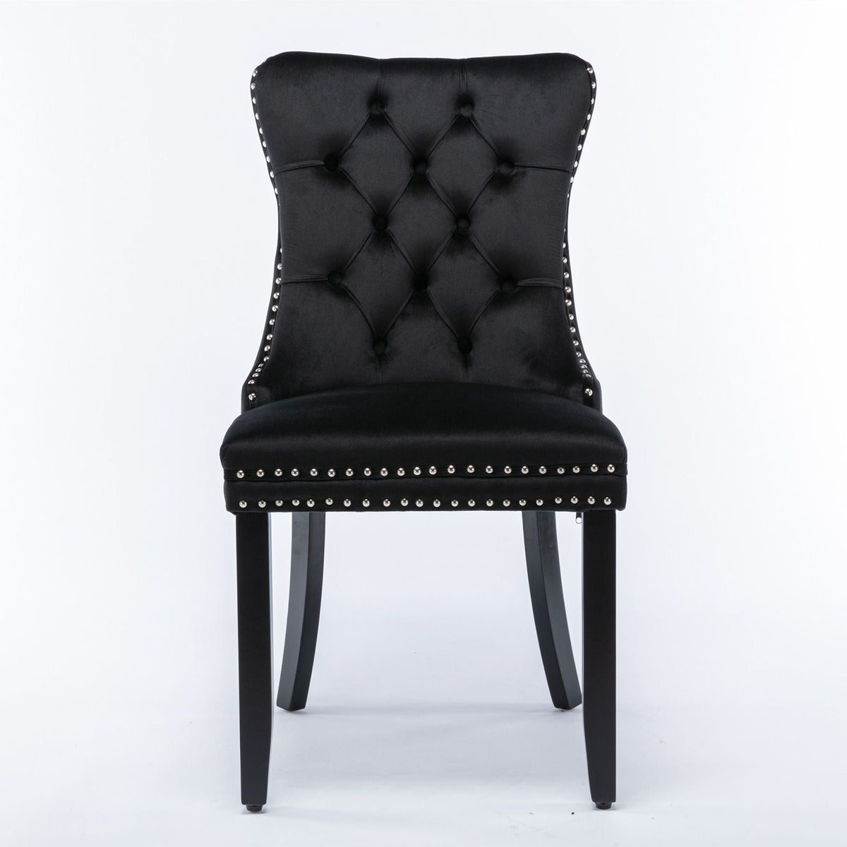 Tufted velvet dining chair, black with nailhead trim, by HouseOfZazla on Tampa Home & Garden Store