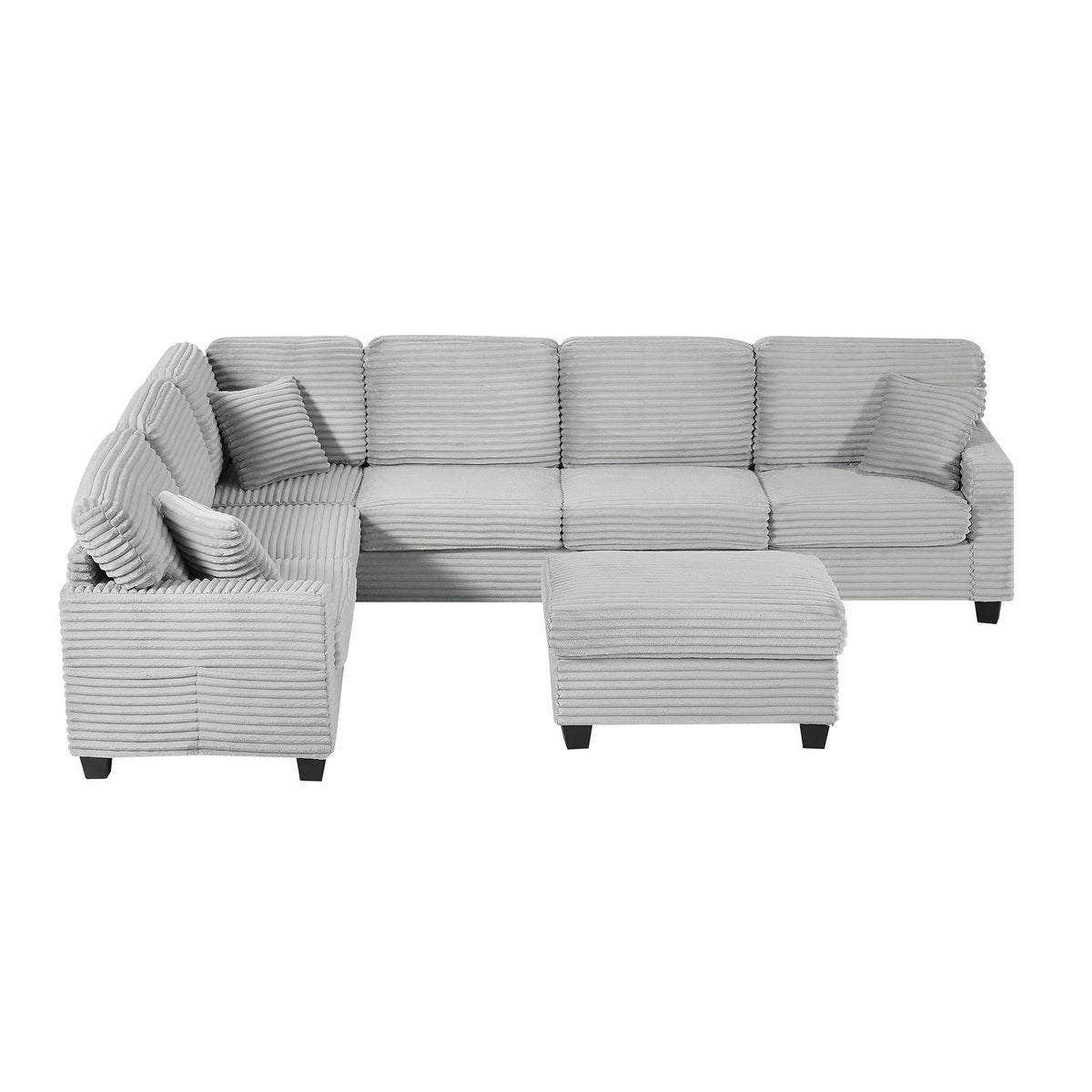 U-Shaped 2-Piece Sectional Sofa with Movable Ottoman & Storage Pockets, fabric, HouseOfZazla on Tampa Home & Garden Store
