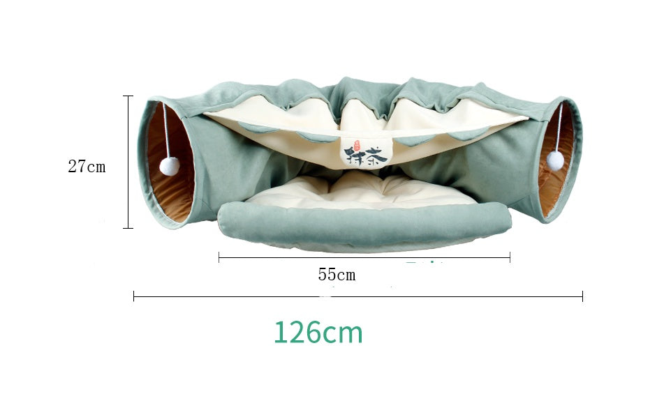 Cat tunnel bed; collapsible tube with round ends and hanging balls by Sell My Stuff on Tampa Home & Garden Store