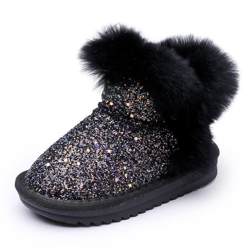 Toddler glitter snow boot with black faux fur trim by Stevvex, Baby and Toddler Shoes on Tampa Home & Garden Store