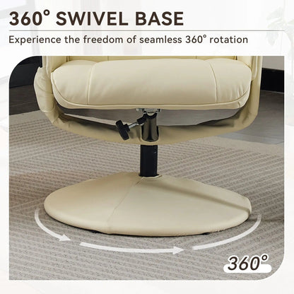 Beige recliner chair with matching ottoman on a 360° swivel base by Unique Piece Furniture on Tampa Home & Garden Store