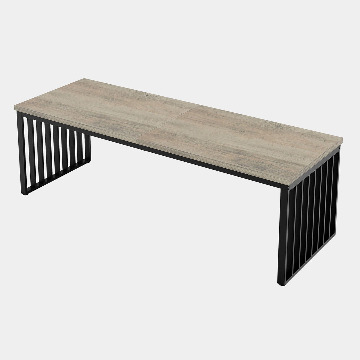 Double Computer Desk for 2 by HouseOfZazla with light brown wood top and black metal frame on Tampa Home & Garden Store