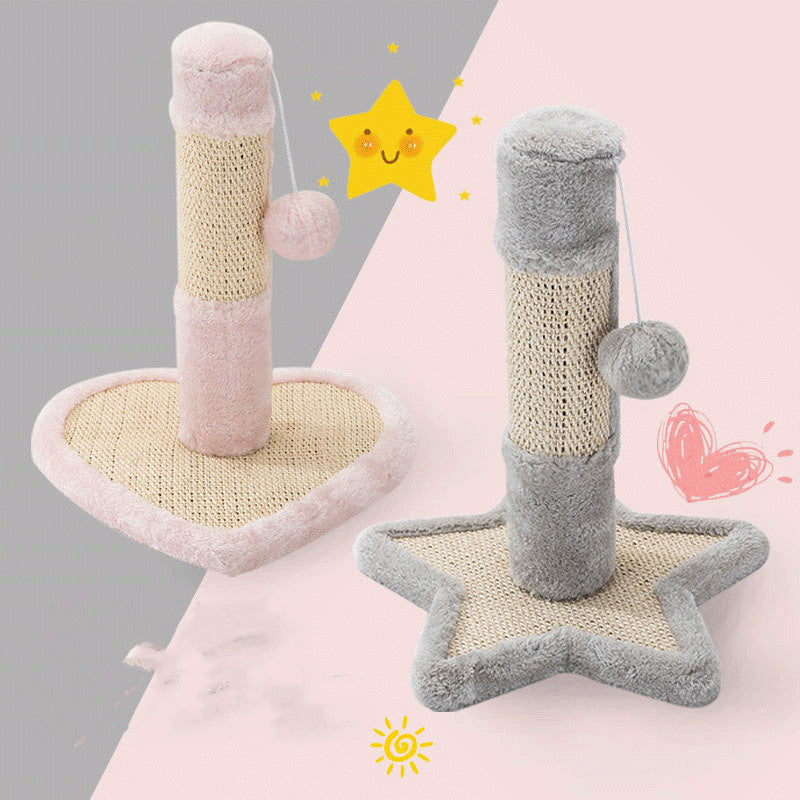 Detachable cat scratch post duo pink heart and gray star bases with sisal on Tampa Home & Garden Store