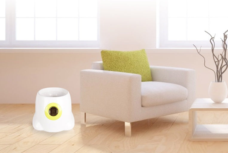 Dog Pet Automatic Interactive Ball Launcher white with yellow accent Sell My Stuff Balls on Tampa Home & Garden Store