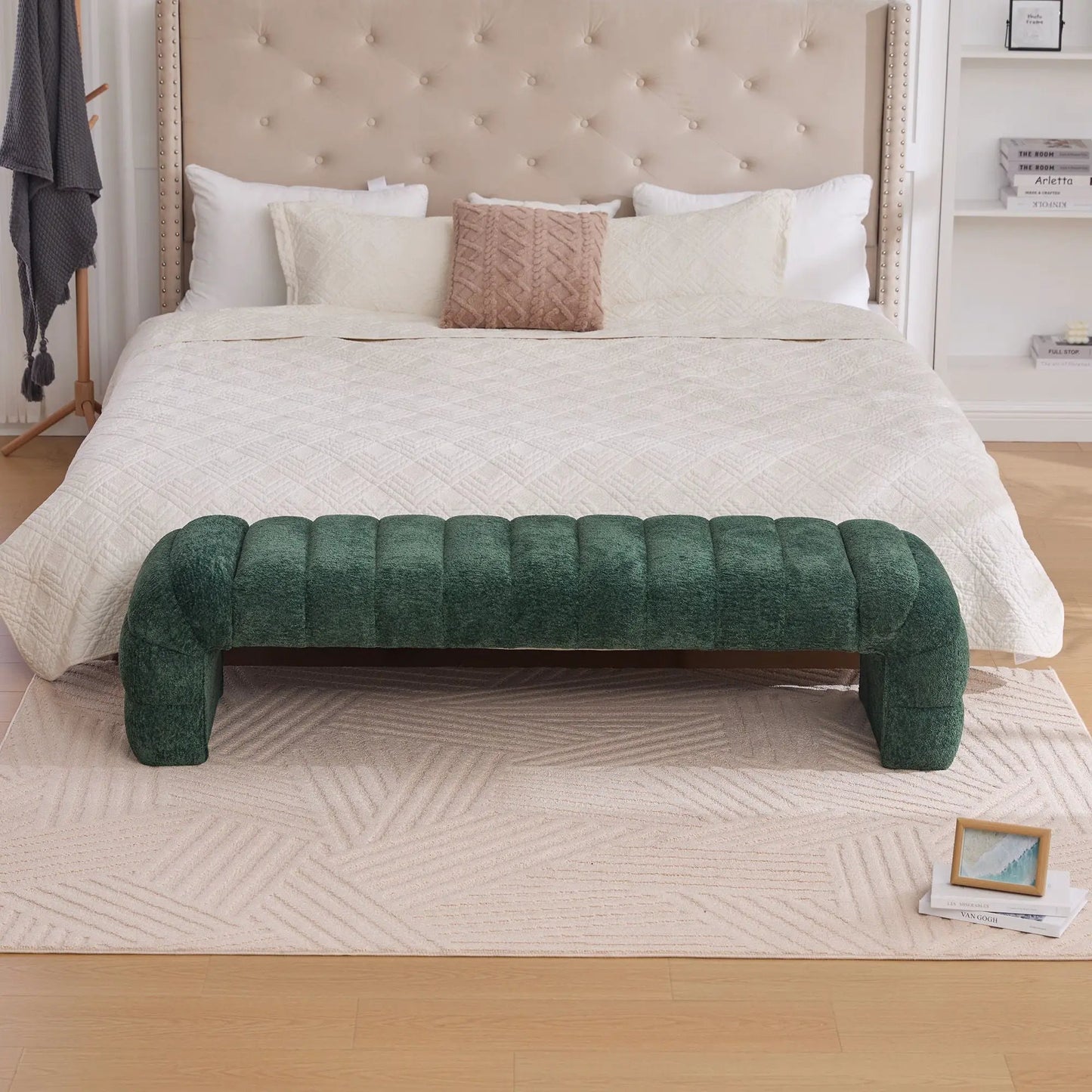 Modern Upholstered Bed Bench with Channel Tufted