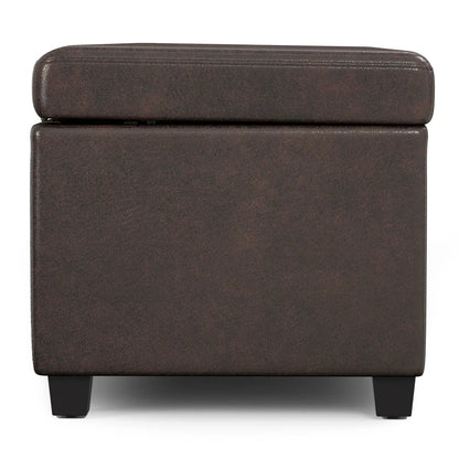 Avalon storage ottoman bench brown faux leather with stitched lid Unique Piece Furniture on Tampa Home & Garden Store