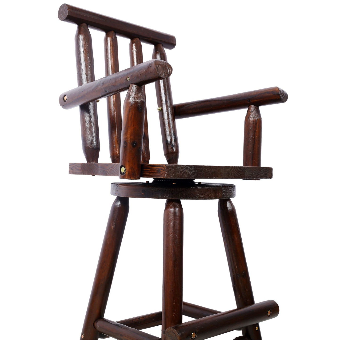 Rustic Bar Stool, fir wood construction, wide armrests, bar height 28–30 in on Tampa Home & Garden Store