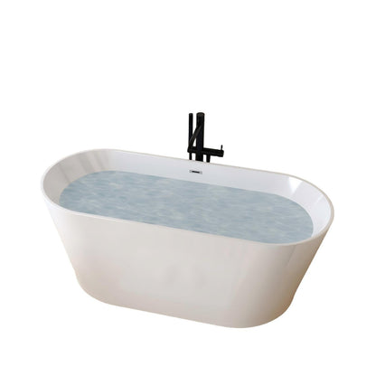 Glossy freestanding bathtub with black toe-tap drain faucet in white acrylic, HouseOfZazla on Tampa Home & Garden Store