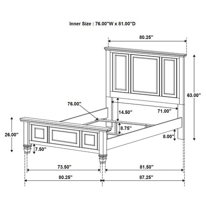 Chelema Eastern King Panel Bed cream white line-drawing with paneled headboard by HouseOfZazla on Tampa Home & Garden Store