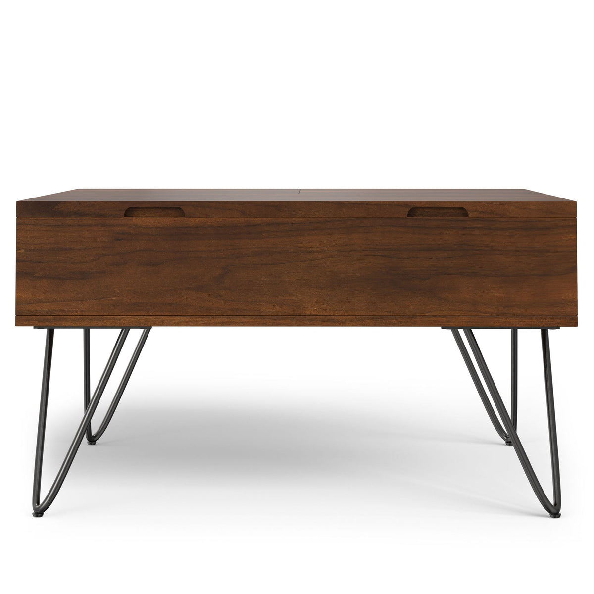 Square lift-top coffee table in walnut finish with hidden storage and hairpin legs on Tampa Home & Garden Store