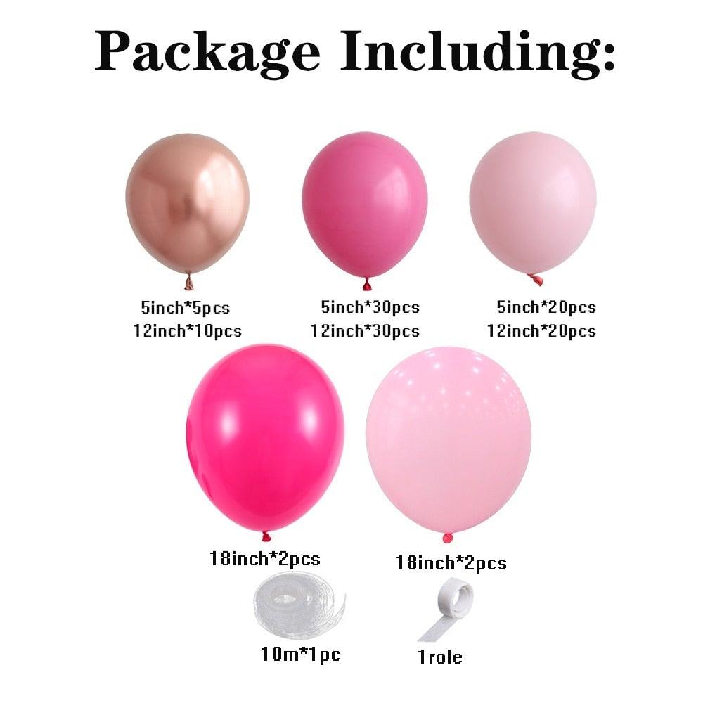 Stevvex 119pc peach pink rose gold latex balloon set with 5in, 12in, 18in sizes and ribbons on Tampa Home & Garden Store