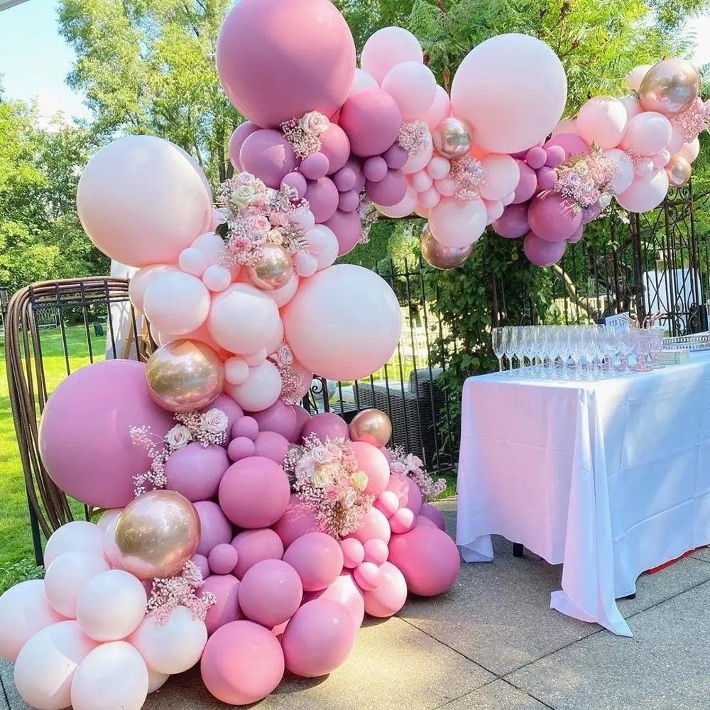 119 pcs peach pink rose gold latex balloons by Stevvex for wedding party balloon arch outdoors on Tampa Home & Garden Store