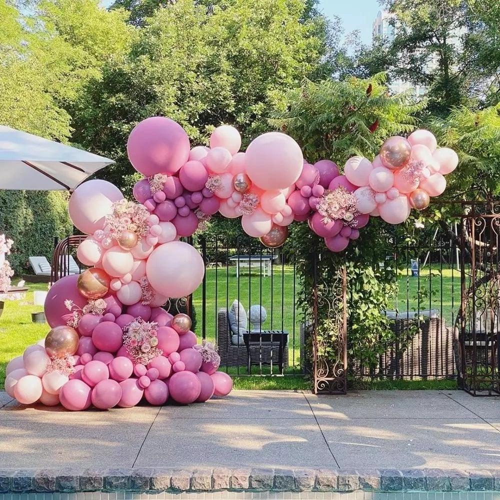 119pc peach pink rose gold latex balloon arch by Stevvex for weddings and parties on Tampa Home & Garden Store