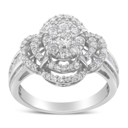 14K white gold diamond floral cluster ring with pavé band and center cluster on Tampa Home & Garden Store