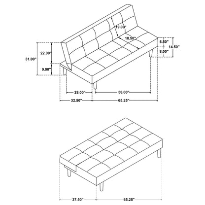 Boston Tufted Armless Convertible Sofa And Bed