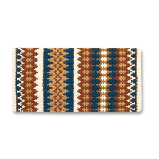 Mayatex 1455-19 38x34 New Nova Wool Blanket TEAL TAN CREAM