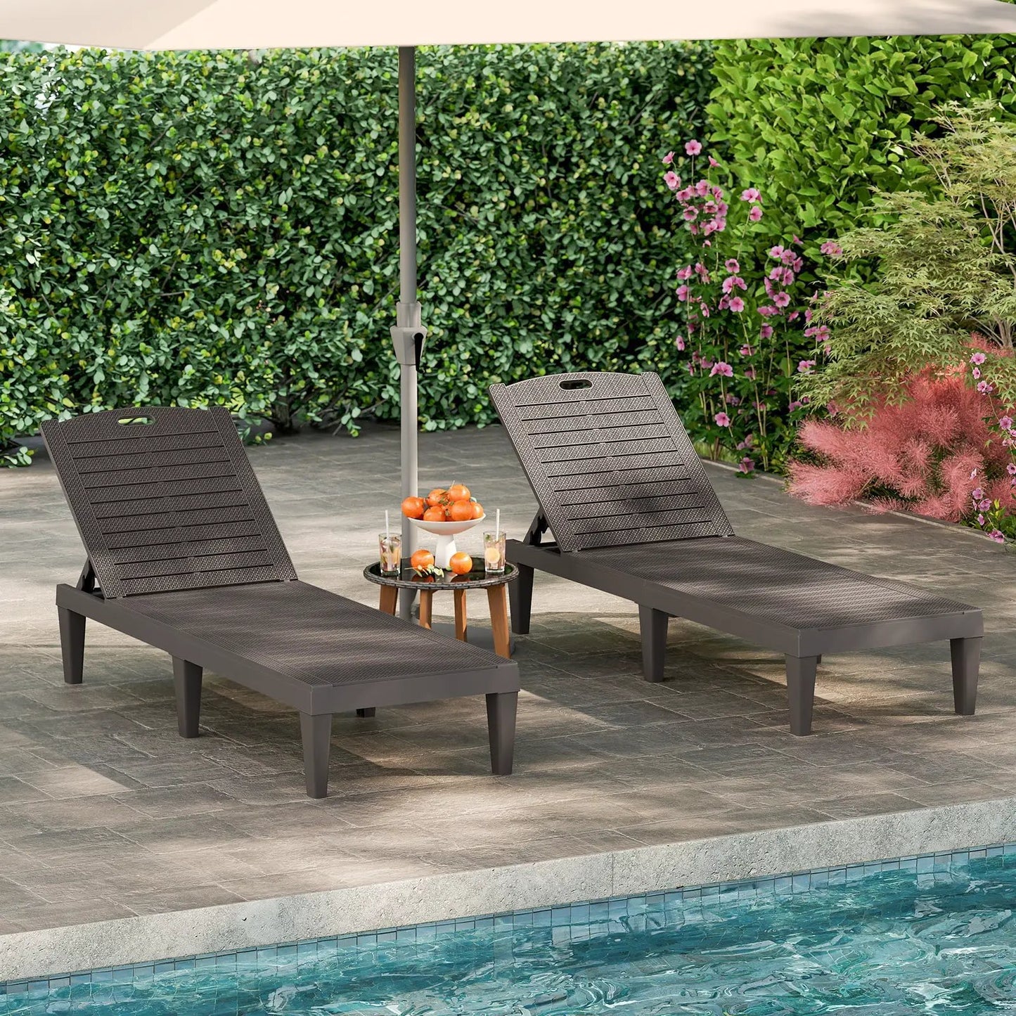 Outdoor PP Chaise Lounge Chairs Set of 2
