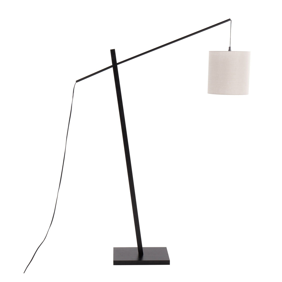 Arturo contemporary floor lamp with black metal arc and beige fabric shade HouseOfZazla on Tampa Home & Garden Store