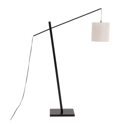 Arturo contemporary floor lamp with black metal arc and beige fabric shade HouseOfZazla on Tampa Home & Garden Store