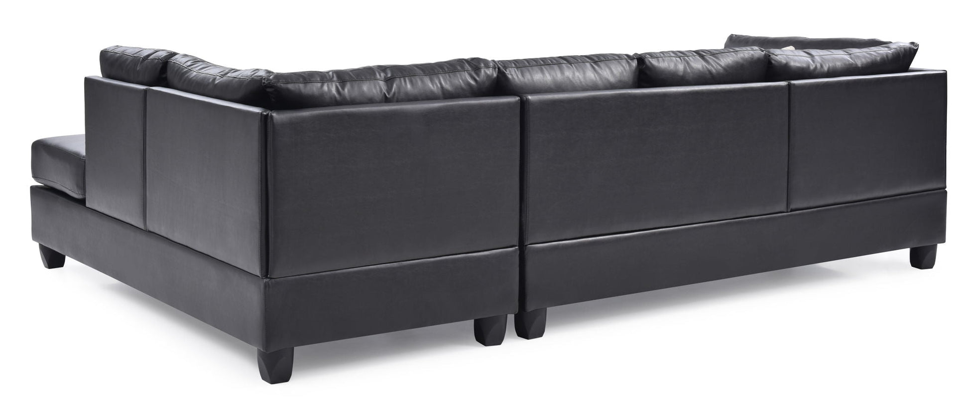 Malone Comfort Sectional by HouseOfZazla, charcoal faux leather with low-profile feet on Tampa Home & Garden Store