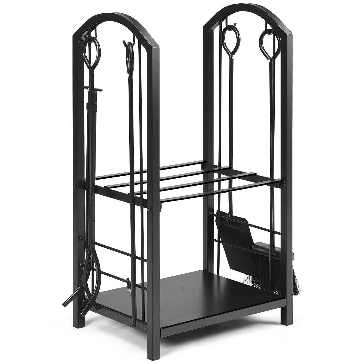 Fireplace Log Rack With Tools Set For Fireside