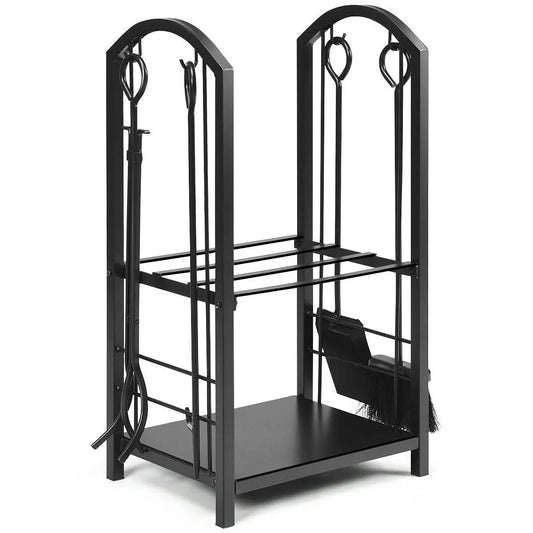 Fireplace Log Rack With Tools Set For Fireside