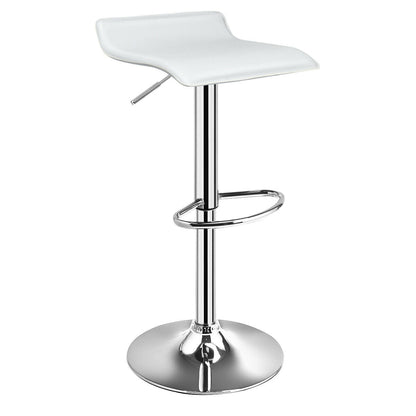 Juego de 2 taburetes de bar sin respaldo de cuero sintético ajustables - Blancos