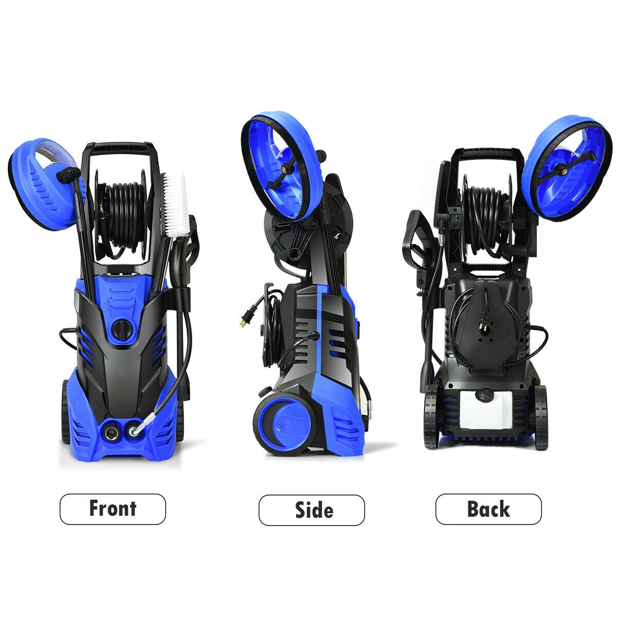 Hidrolavadora eléctrica de alta presión de 3000 PSI con limpiador de patios - Azul