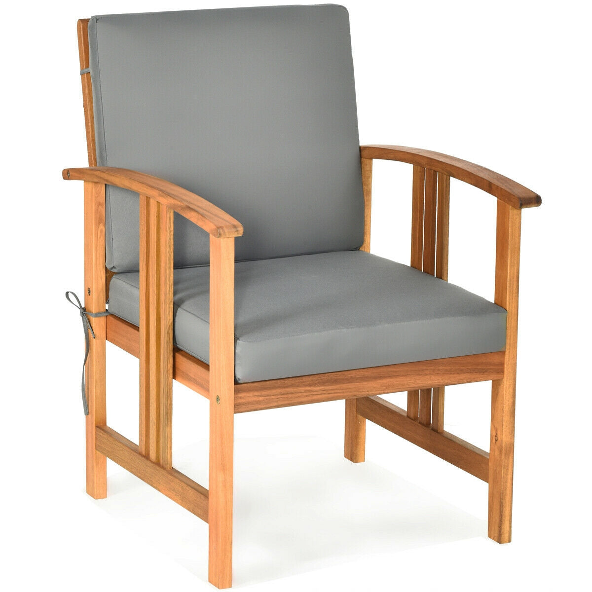 Juego de muebles de sofá para patio exterior de madera maciza de 3 piezas - Gris