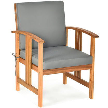 Juego de muebles de sofá para patio exterior de madera maciza de 3 piezas - Gris