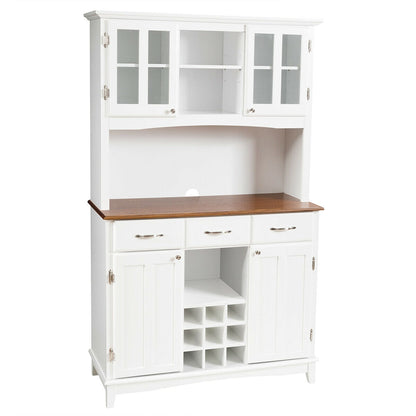 Kitchen Storage Cabinet Cupboard with Wine Rack and Drawers-Black