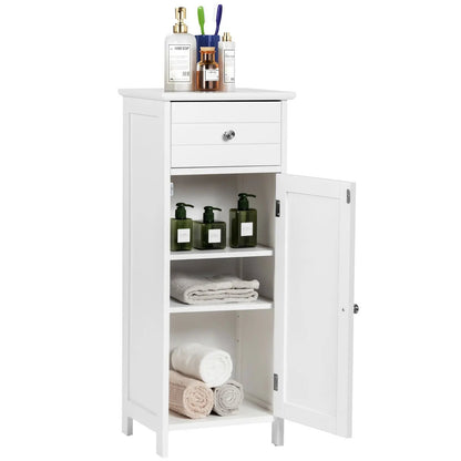 Wooden Bathroom Floor Storage Cabinet With Drawer