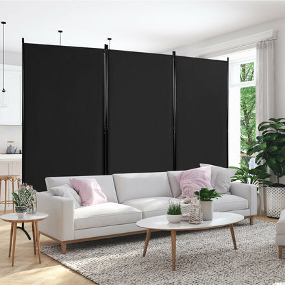 Separador de ambientes de 3 paneles, pantalla plegable para privacidad en la oficina - Negro