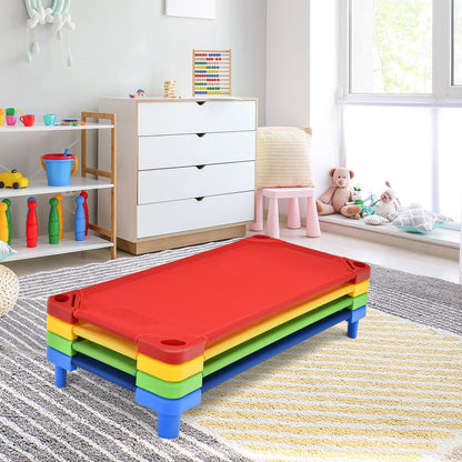 Pack of 4 GemGear colorful kids stackable naptime cots in rainbow colors on Tampa Home & Garden Store