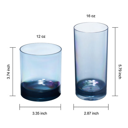 Eze Acrylic Lowball and Highball Glasses Set of 8