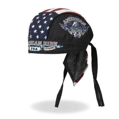 Motorcycle helmet balaclava headwrap in black with American flag print by BikerZoneZ on Tampa Home & Garden Store