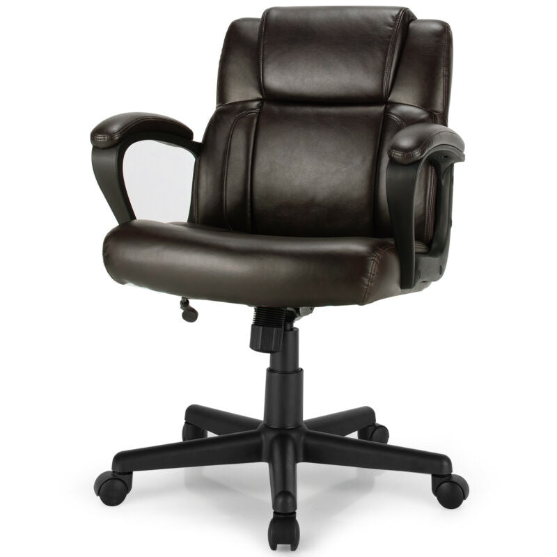 Sillón Ejecutivo de Oficina de Cuero Ajustable Silla de Escritorio para Computadora con Apoyabrazos