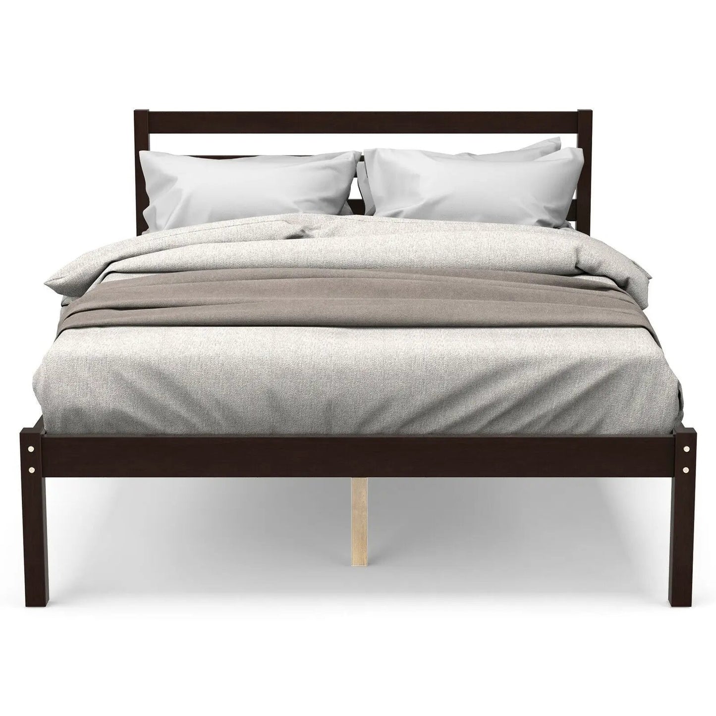 Full Size Bed frame Foundation with Solid Wooden Slat Suppor