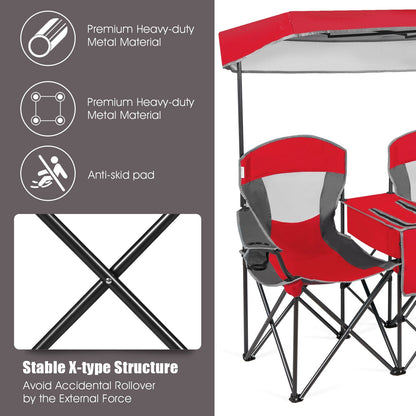 GemGear portable folding camping chairs with cup holders, red seats, black metal X-frames on Tampa Home & Garden Store