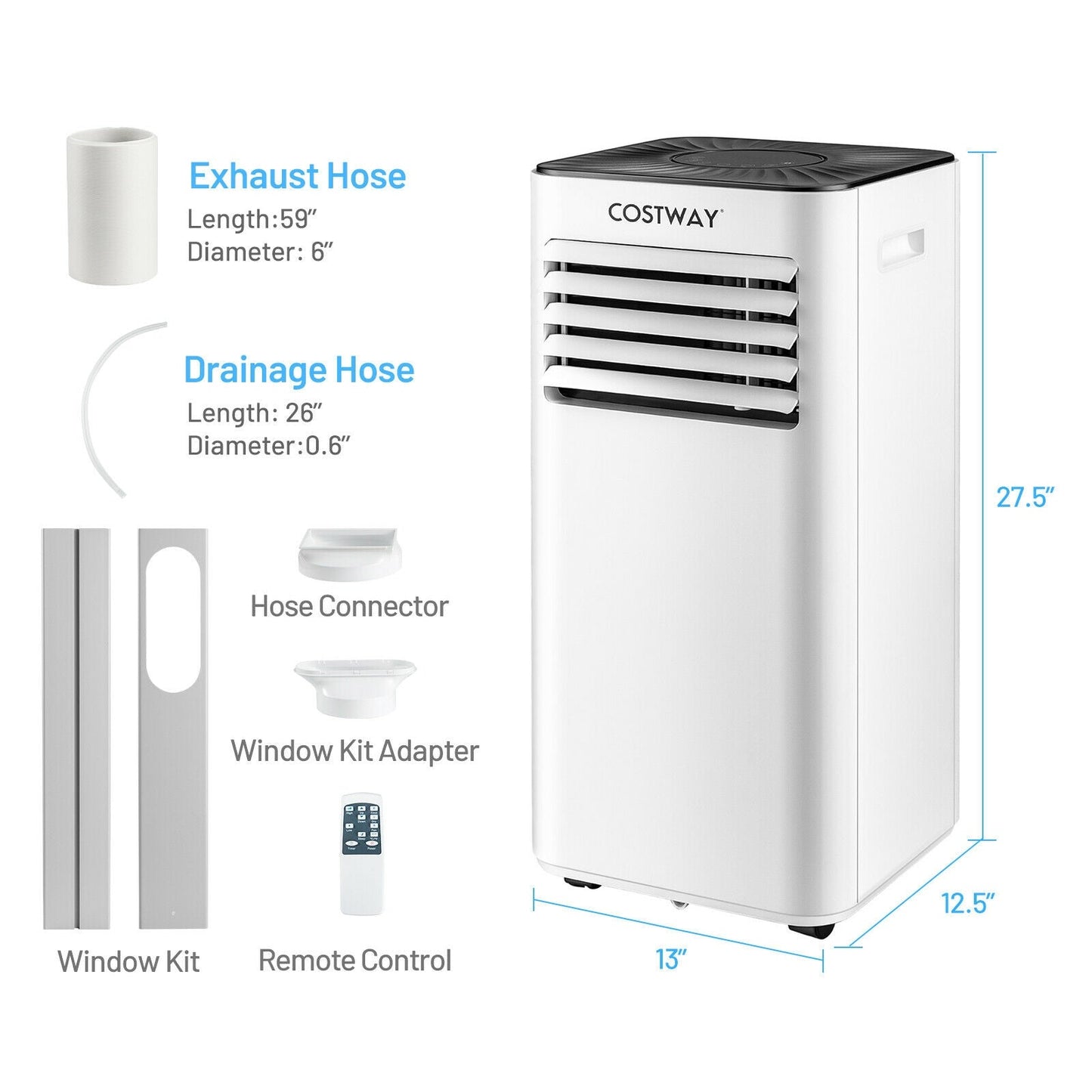 Aire Acondicionado Portátil 10000 BTU Enfriador de Aire Evaporativo Deshumidificador-Blanco