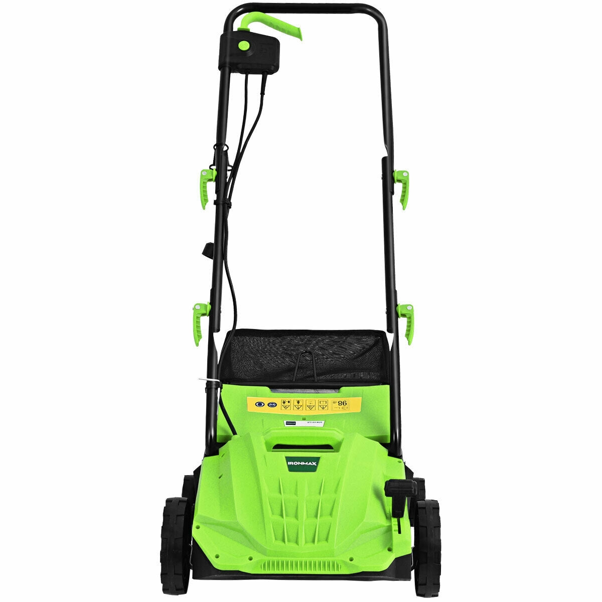 Escarificador eléctrico de 13 pulgadas y 12 amperios con bolsa recolectora y cuchillas extraíbles - Verde