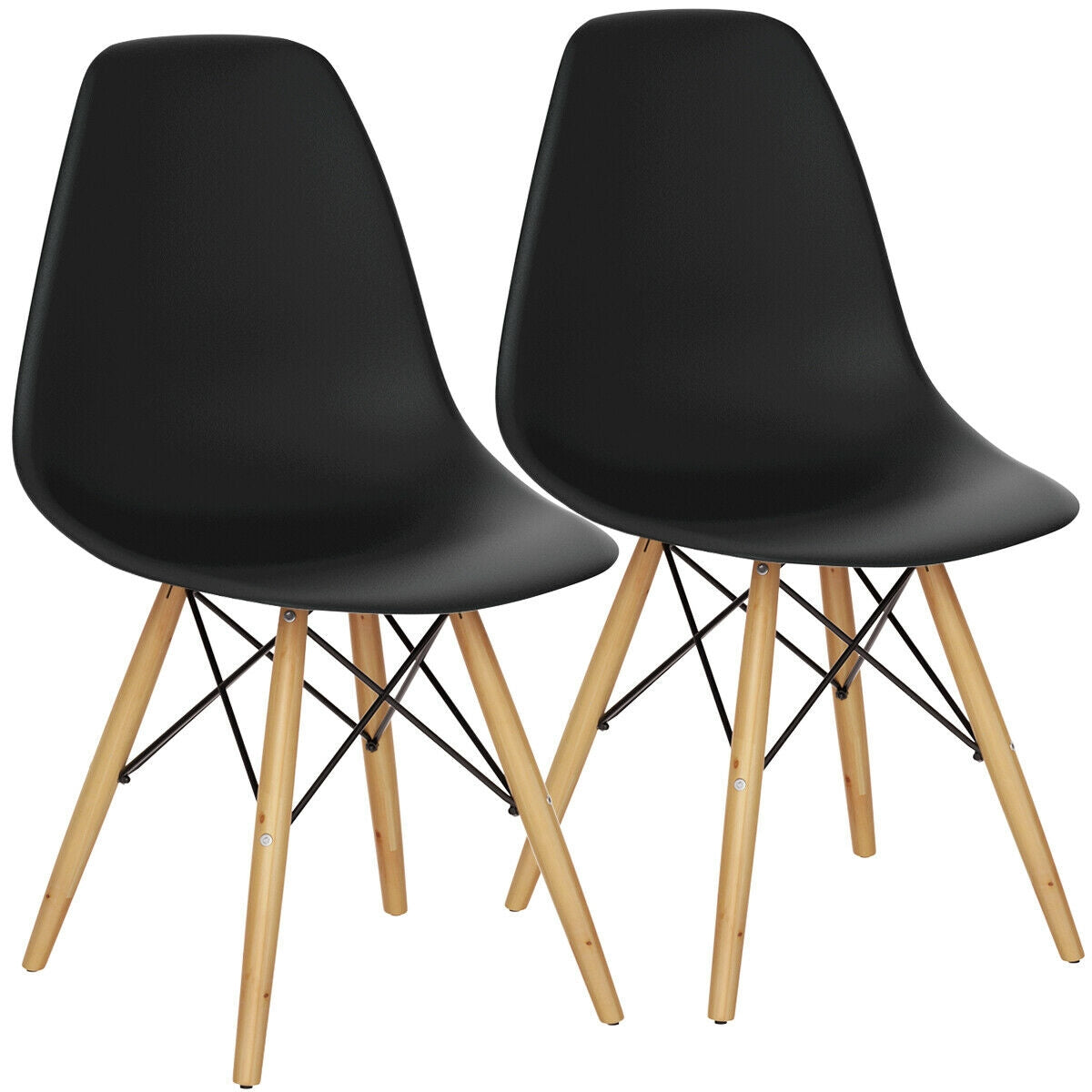 Juego de 2 sillas de comedor auxiliares DSW de mediados de siglo - Blancas