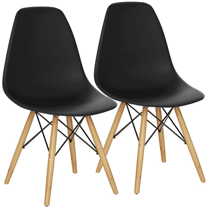 Juego de 2 sillas de comedor auxiliares DSW de mediados de siglo - Blancas