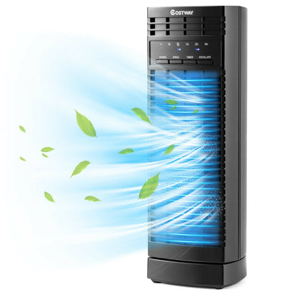 Ventilador de torre mini oscilante de 14 pulgadas con 3 velocidades y temporizador - Blanco