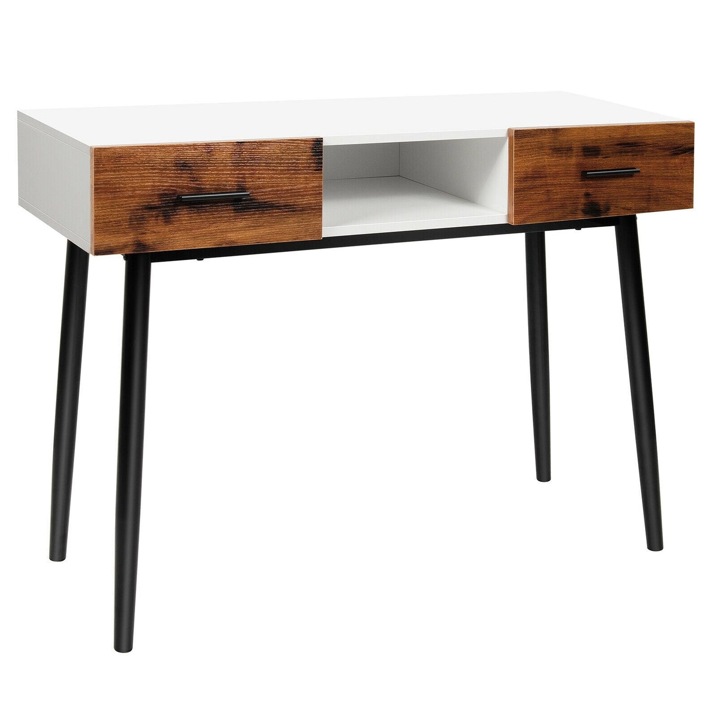 Mesa consola industrial de 42 pulgadas con 2 cajones para entrada o pasillo