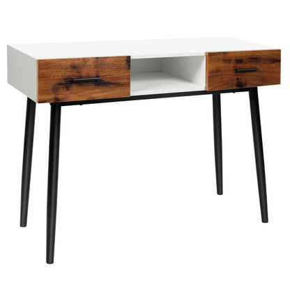 Mesa consola industrial de 42 pulgadas con 2 cajones para entrada o pasillo