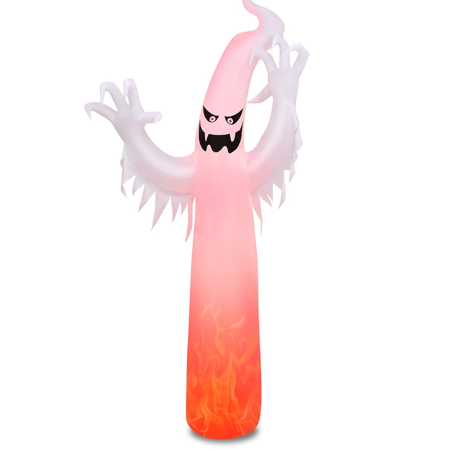 12 Feet Halloween Inflatable with LED Lights pink ghost with white arms and base DirectDeals on Tampa Home & Garden Store