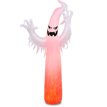12 Feet Halloween Inflatable with LED Lights pink ghost with white arms and base DirectDeals on Tampa Home & Garden Store